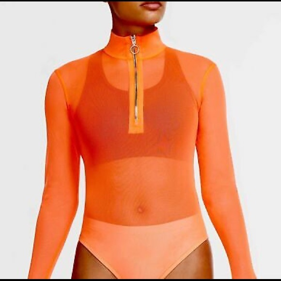 New Nike Icon Clash Sheer Mesh Hyper Crimson Bodysuit - Picture 2 of 5